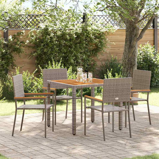 Garten Essgruppe 5 pcs Grau 90 x 90 x 75 cm Poly-Rattan