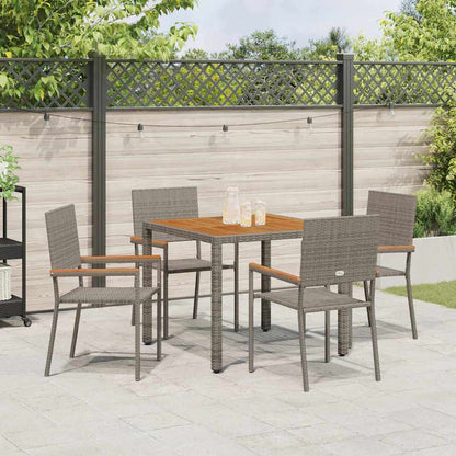 Garten Essgruppe 5 pcs Grau 90 x 90 x 75 cm Poly-Rattan