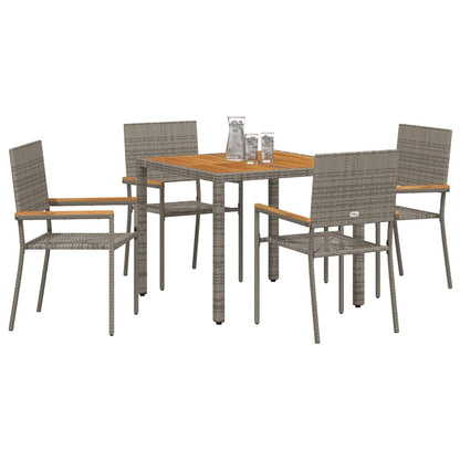 Garten Essgruppe 5 pcs Grau 90 x 90 x 75 cm Poly-Rattan