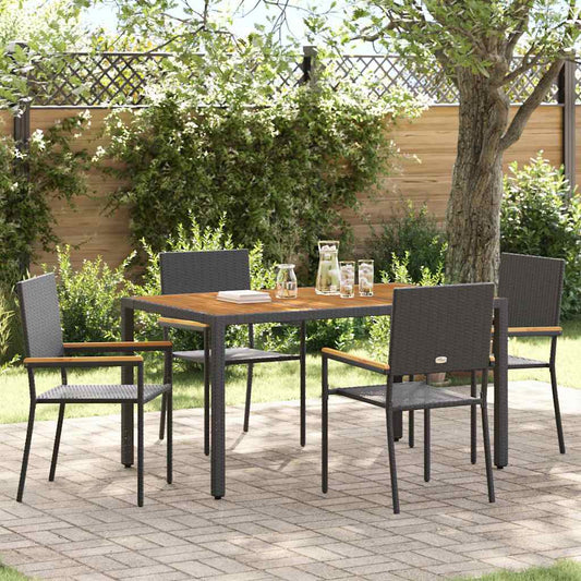 Garten Essgruppe 5 pcs Schwarz, Holz 150 x 90 x 75 cm