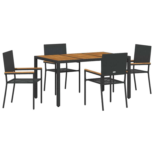Garten Essgruppe 5 pcs Schwarz, Holz 150 x 90 x 75 cm