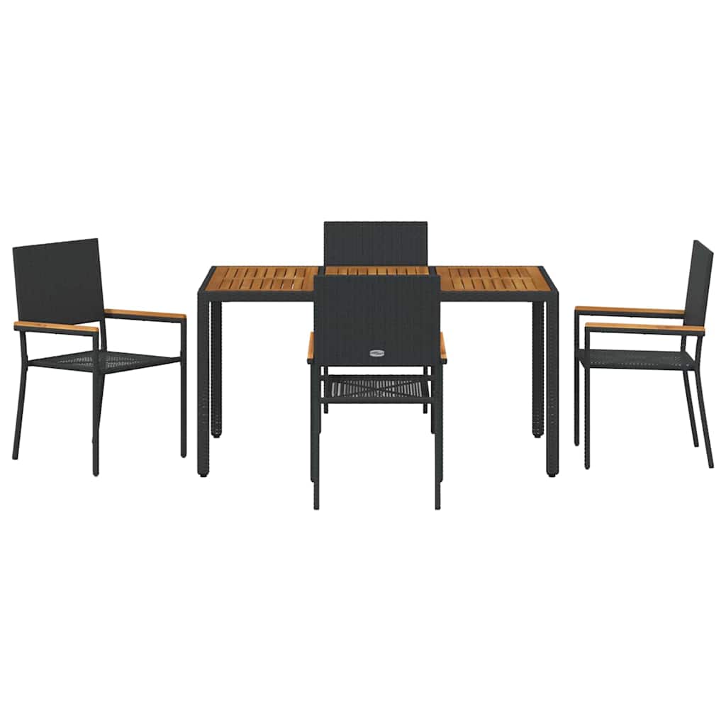 Garten Essgruppe 5 pcs Schwarz, Holz 150 x 90 x 75 cm