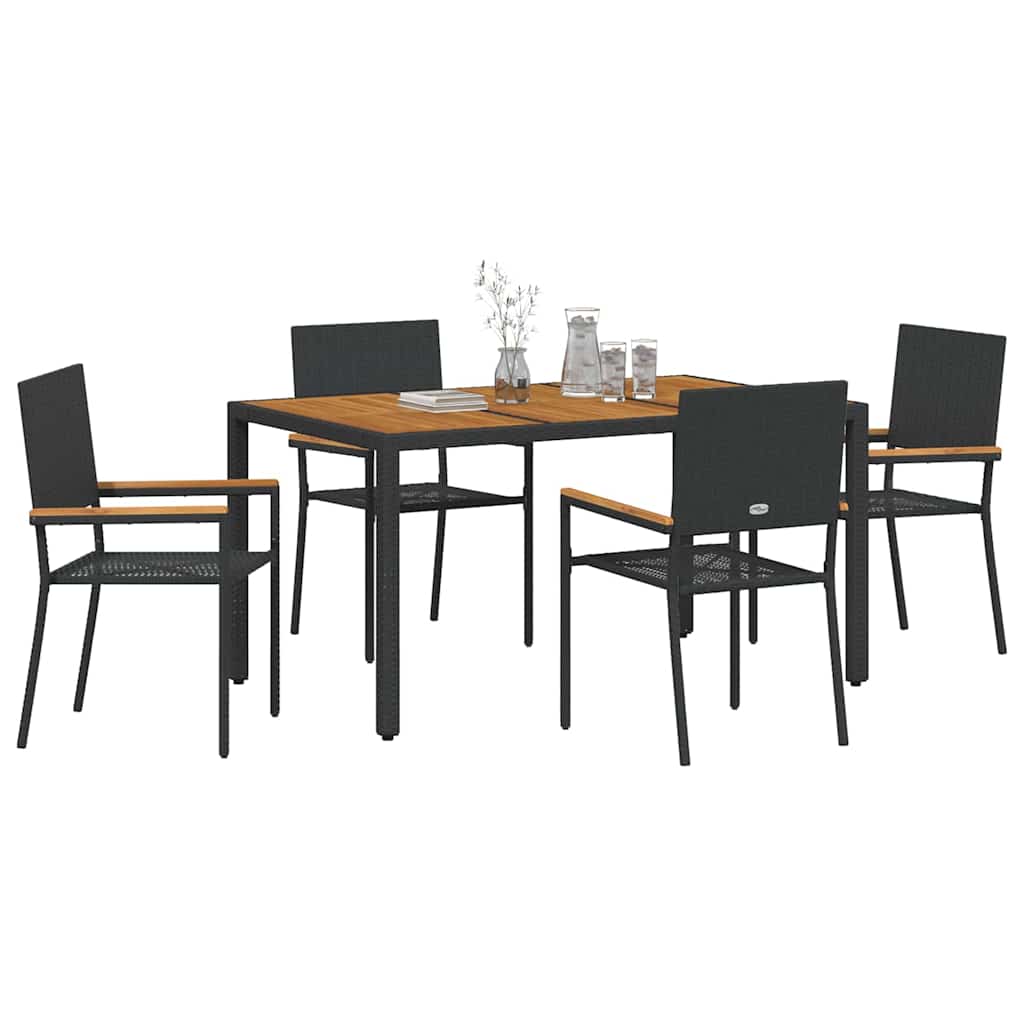 Garten Essgruppe 5 pcs Schwarz, Holz 150 x 90 x 75 cm