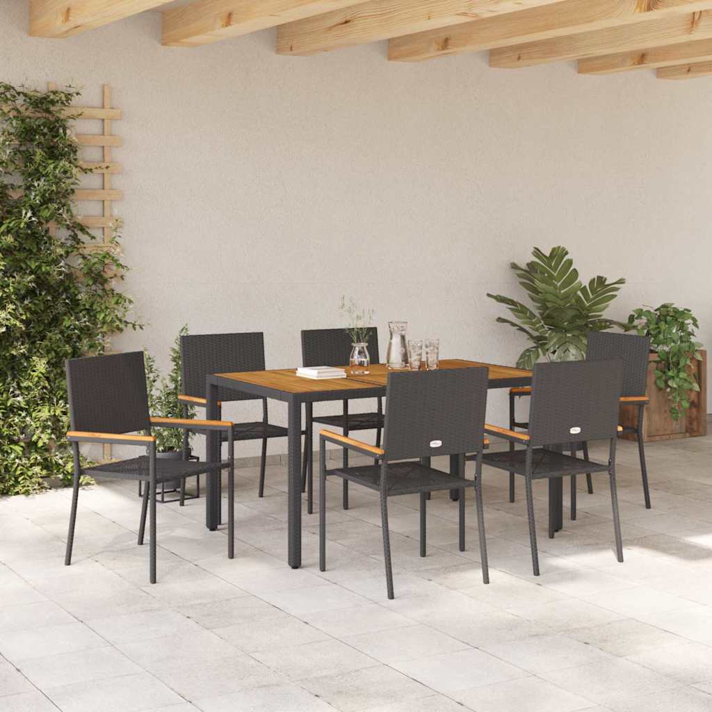 Garten Essgruppe 7 pcs Schwarz, Holz 150 x 90 x 75 cm