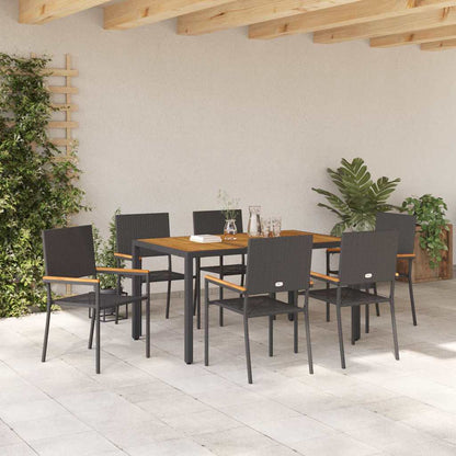 Garten Essgruppe 7 pcs Schwarz, Holz 150 x 90 x 75 cm