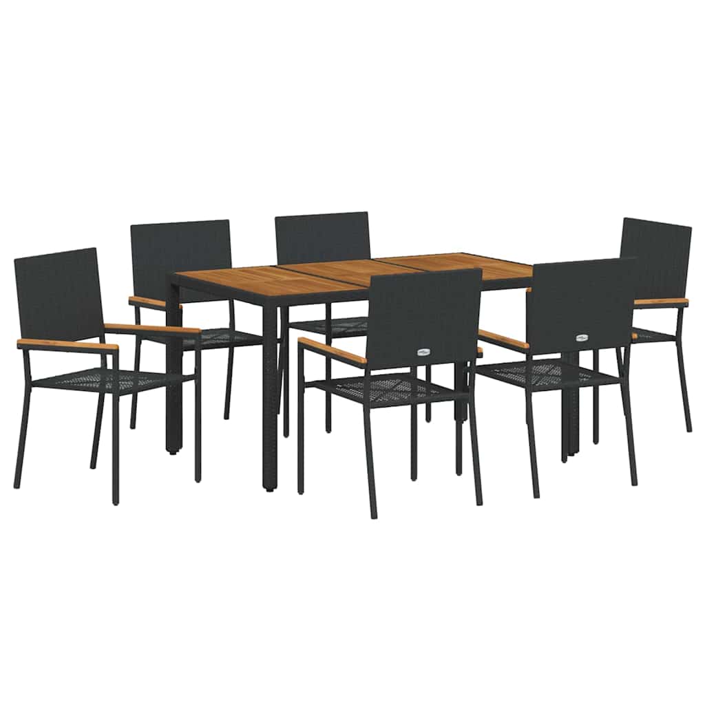 Garten Essgruppe 7 pcs Schwarz, Holz 150 x 90 x 75 cm