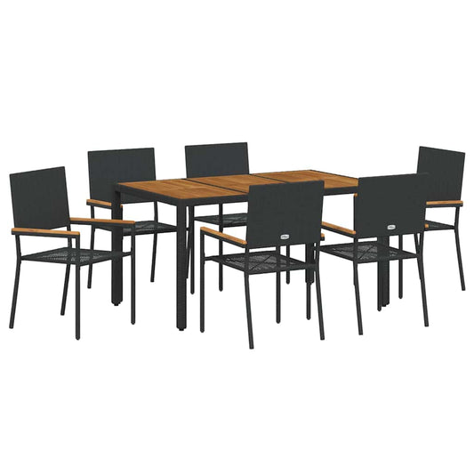 Garten Essgruppe 7 pcs Schwarz, Holz 150 x 90 x 75 cm