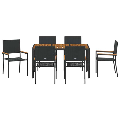 Garten Essgruppe 7 pcs Schwarz, Holz 150 x 90 x 75 cm