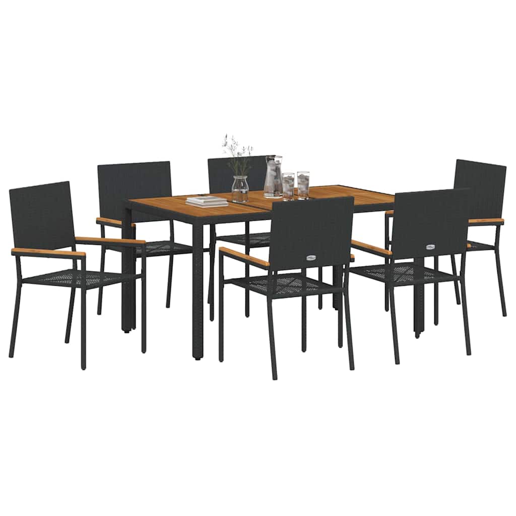 Garten Essgruppe 7 pcs Schwarz, Holz 150 x 90 x 75 cm