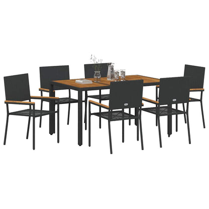 Garten Essgruppe 7 pcs Schwarz, Holz 150 x 90 x 75 cm