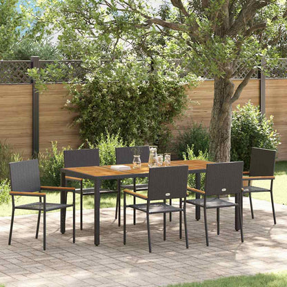 Garten Essgruppe 7 pcs Schwarz 190 x 90 x 75 cm Poly-Rattan