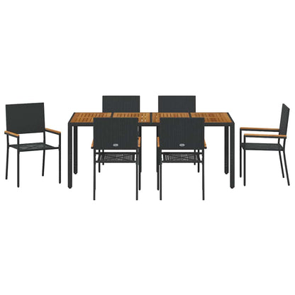 Garten Essgruppe 7 pcs Schwarz 190 x 90 x 75 cm Poly-Rattan