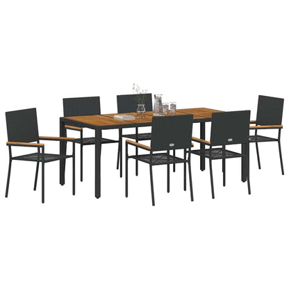 Garten Essgruppe 7 pcs Schwarz 190 x 90 x 75 cm Poly-Rattan