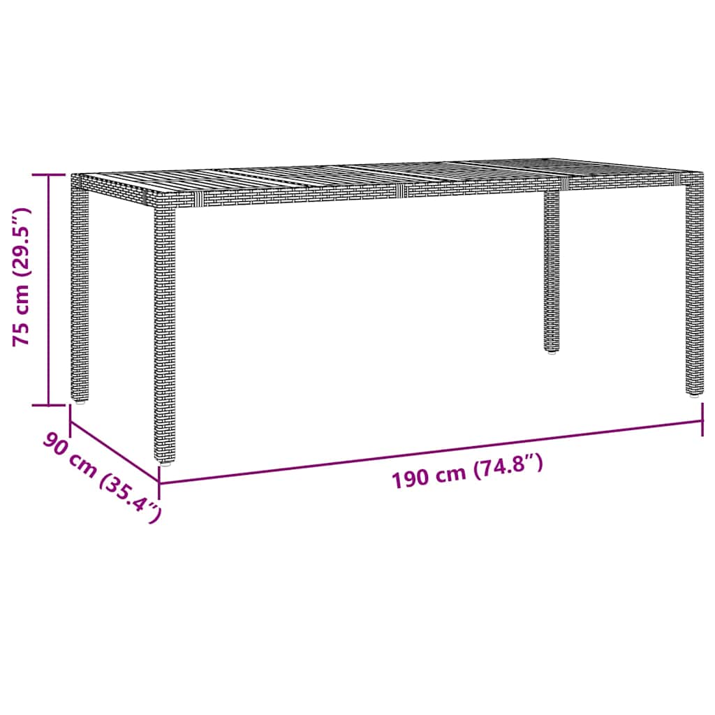 Garten Essgruppe 7 pcs Schwarz 190 x 90 x 75 cm Poly-Rattan