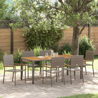 Garten Essgruppe 7 pcs Grau 190 x 90 x 75 cm Poly-Rattan