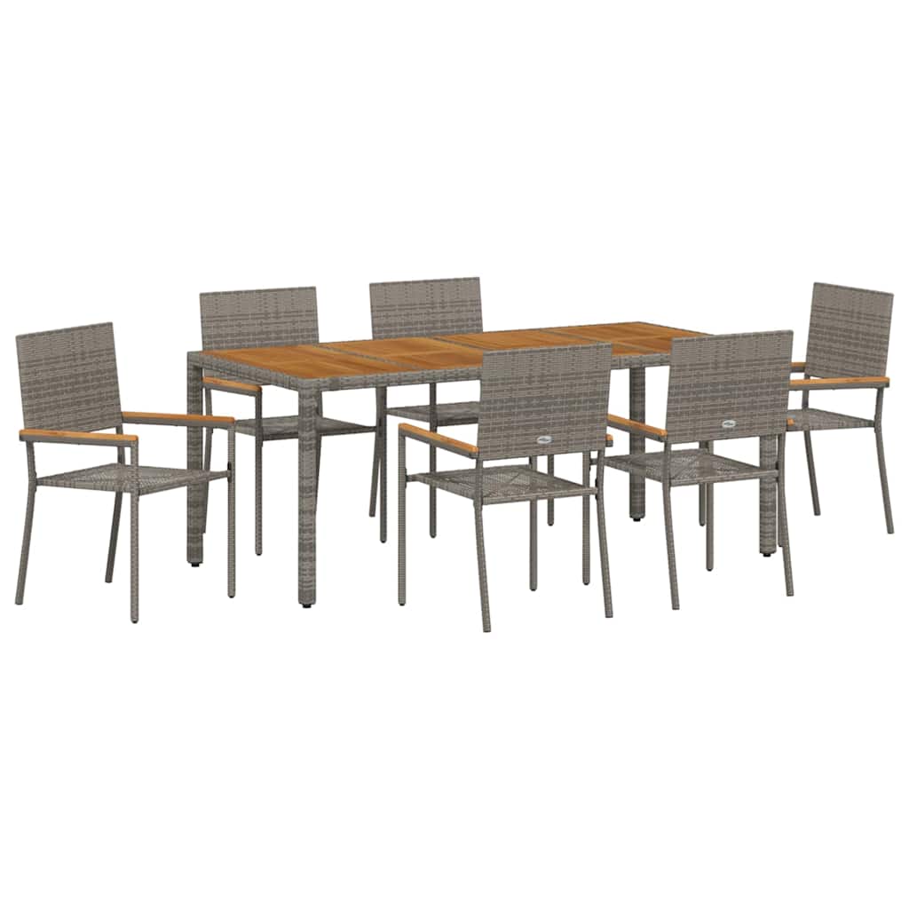 Garten Essgruppe 7 pcs Grau 190 x 90 x 75 cm Poly-Rattan