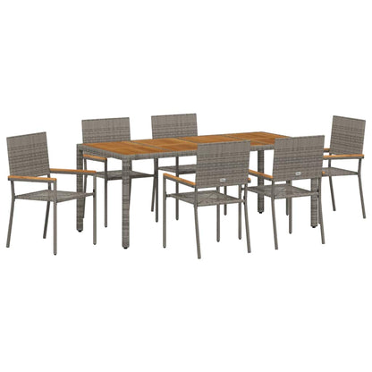 Garten Essgruppe 7 pcs Grau 190 x 90 x 75 cm Poly-Rattan