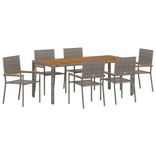 Garten Essgruppe 7 pcs Grau 190 x 90 x 75 cm Poly-Rattan