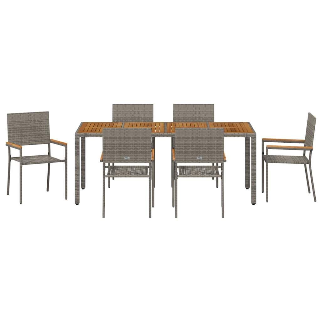 Garten Essgruppe 7 pcs Grau 190 x 90 x 75 cm Poly-Rattan