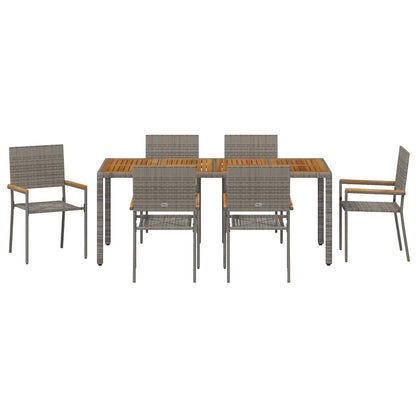 Garten Essgruppe 7 pcs Grau 190 x 90 x 75 cm Poly-Rattan