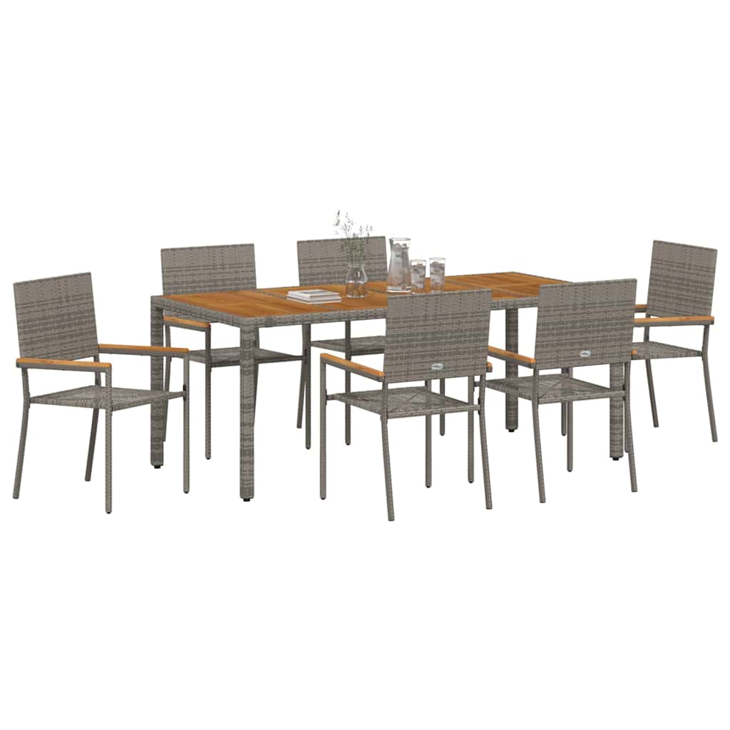 Garten Essgruppe 7 pcs Grau 190 x 90 x 75 cm Poly-Rattan