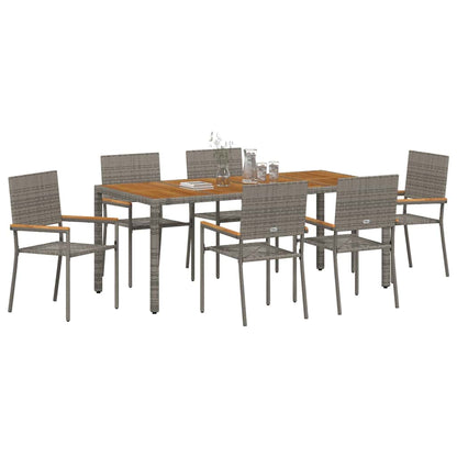 Garten Essgruppe 7 pcs Grau 190 x 90 x 75 cm Poly-Rattan