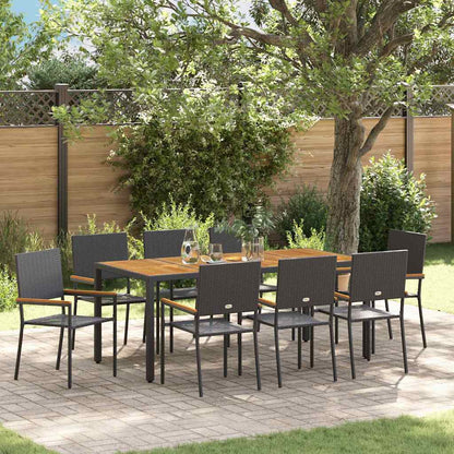Garten Essgruppe 9 pcs Schwarz und Braun 190 x 90 x 75 cm
