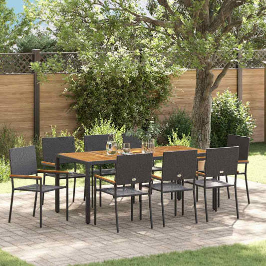 Garten Essgruppe 9 pcs Schwarz und Braun 190 x 90 x 75 cm