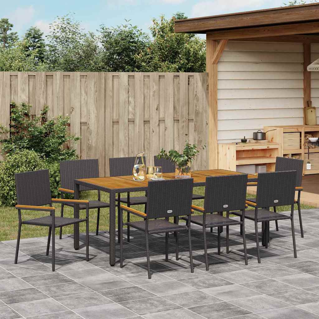 Garten Essgruppe 9 pcs Schwarz und Braun 190 x 90 x 75 cm
