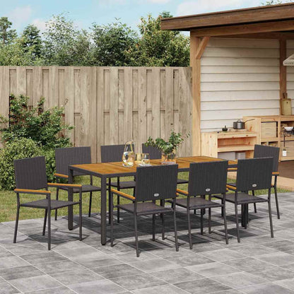Garten Essgruppe 9 pcs Schwarz und Braun 190 x 90 x 75 cm