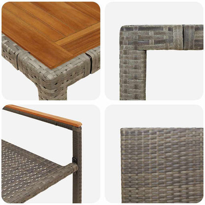 Garten Essgruppe 9 pcs Grau 190 x 90 x 75 cm Poly-Rattan