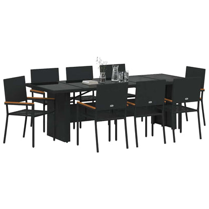 Garten Essgruppe 9 pcs Schwarz Poly Rattan