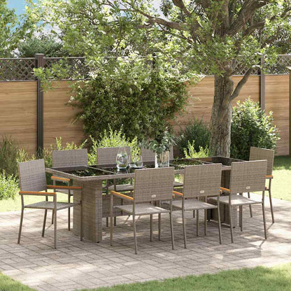 Garten Essgruppe 9 pcs Grau Poly Rattan