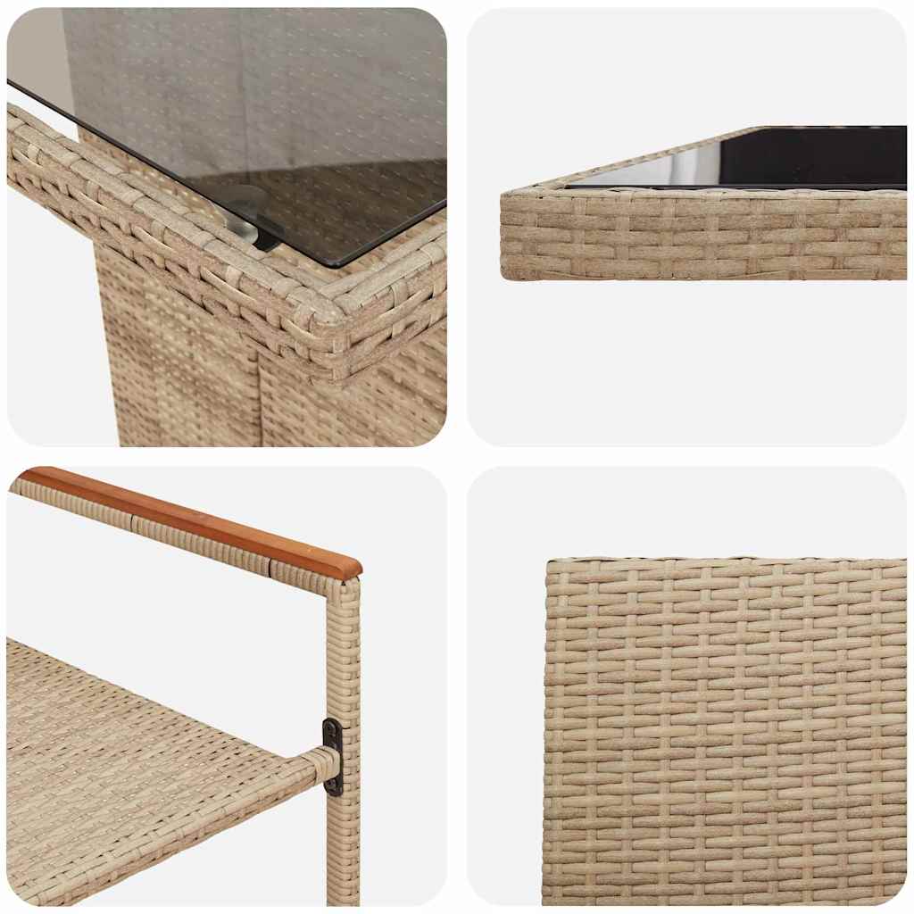 Garten Essgruppe 9 pcs Beige Poly Rattan
