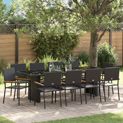 Garten Essgruppe 11 pcs Schwarz Poly Rattan