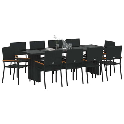 Garten Essgruppe 11 pcs Schwarz Poly Rattan
