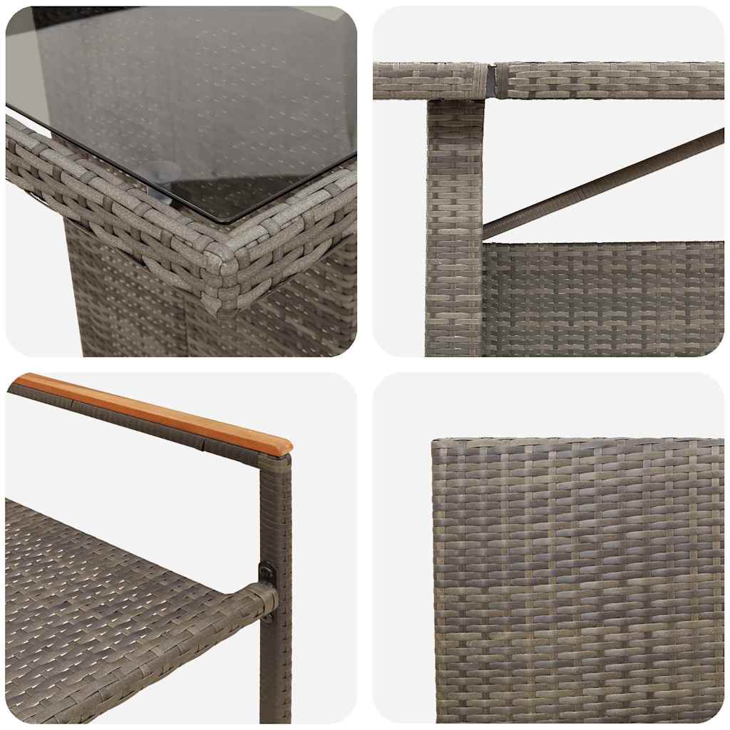 Garten Essgruppe 11 pcs Grau Poly Rattan