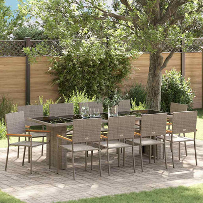 Garten Essgruppe 11 pcs Grau Poly Rattan