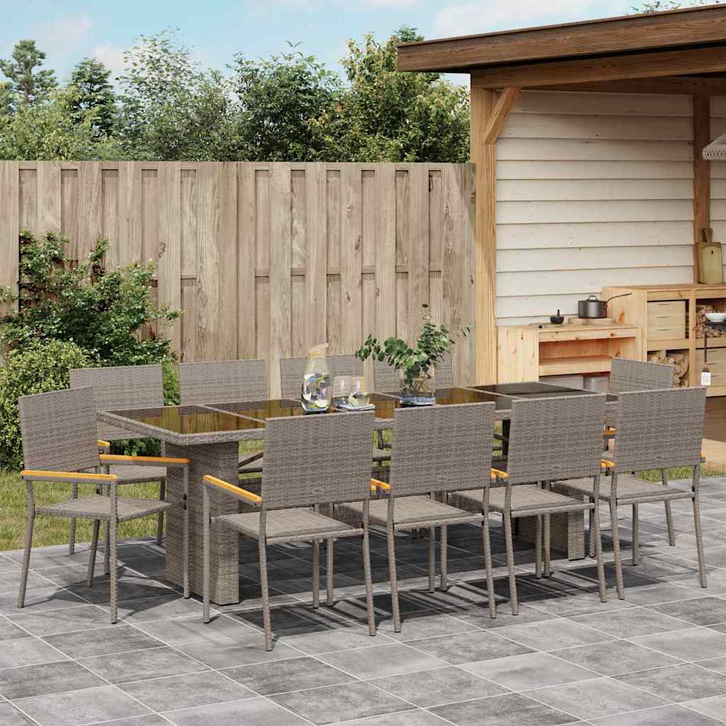 Garten Essgruppe 11 pcs Grau Poly Rattan