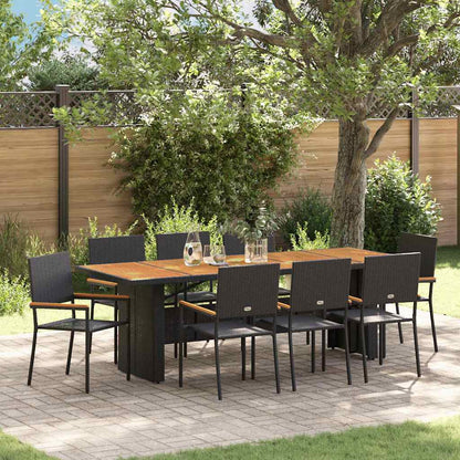 Garten Essgruppe 9 pcs Schwarz Poly Rattan