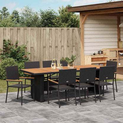 Garten Essgruppe 9 pcs Schwarz Poly Rattan