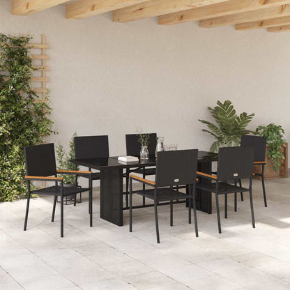 Garten Essgruppe 7 pcs Schwarz 190 x 80 x 75 cm Poly-Rattan