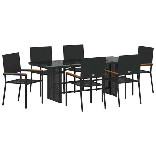 Garten Essgruppe 7 pcs Schwarz 190 x 80 x 75 cm Poly-Rattan