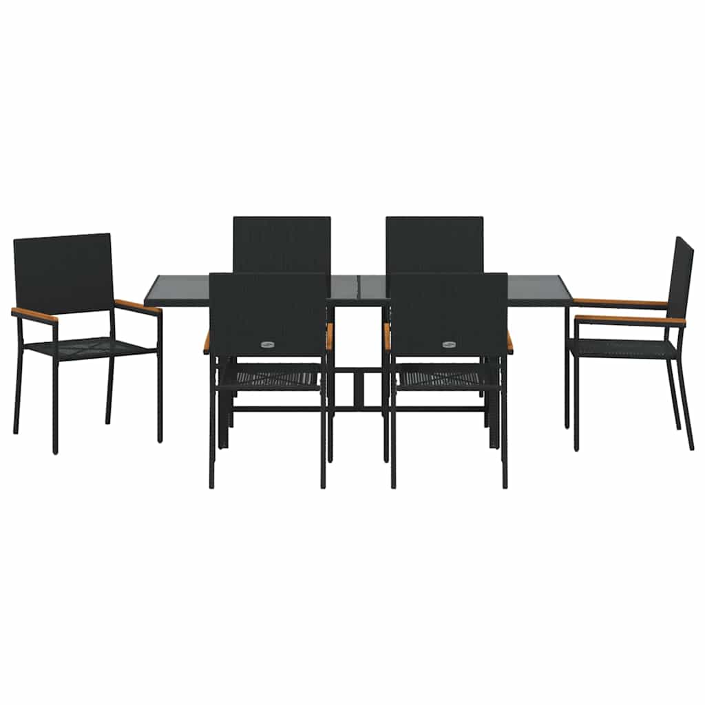 Garten Essgruppe 7 pcs Schwarz 190 x 80 x 75 cm Poly-Rattan
