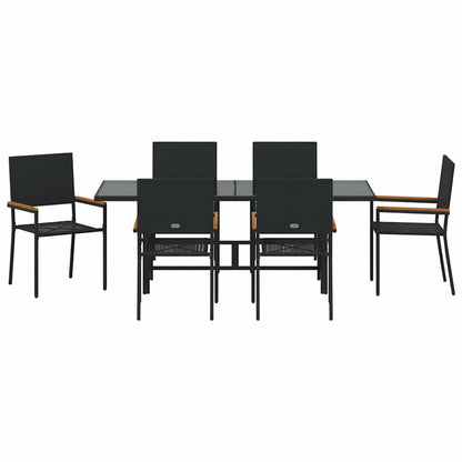 Garten Essgruppe 7 pcs Schwarz 190 x 80 x 75 cm Poly-Rattan