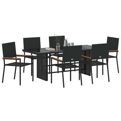 Garten Essgruppe 7 pcs Schwarz 190 x 80 x 75 cm Poly-Rattan