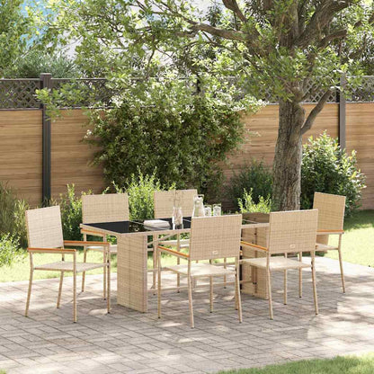 Garten Essgruppe 7 pcs Beige 190 x 80 x 75 cm Poly-Rattan