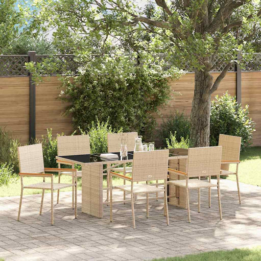 Garten Essgruppe 7 pcs Beige 190 x 80 x 75 cm Poly-Rattan