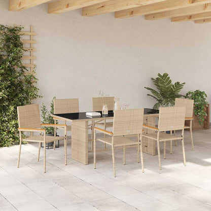 Garten Essgruppe 7 pcs Beige 190 x 80 x 75 cm Poly-Rattan