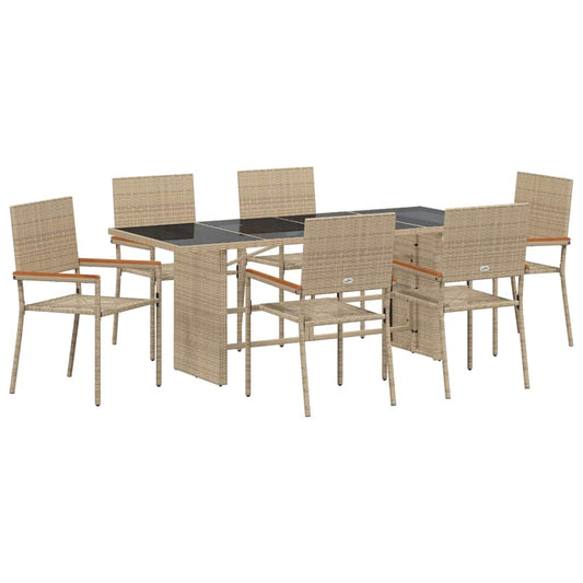 Garten Essgruppe 7 pcs Beige 190 x 80 x 75 cm Poly-Rattan